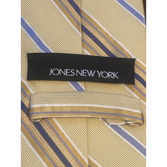 Jones New York Gold Blue Hand Made 100% Silk Men’s Neck Tie Made In China - Picture 8 of 9